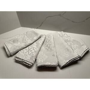 Set of 5 Gray Damask Cloth Napkins